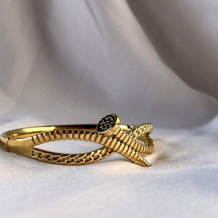 18K Gold Plated Twisted Rope Textured Kada